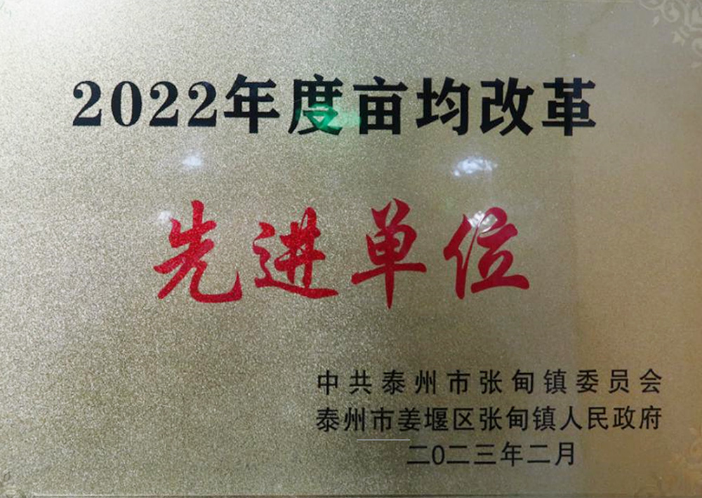 2022年度畝均改革先進單位